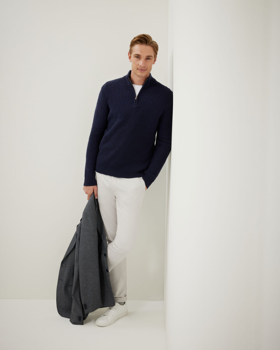 Chunky Lambswool Half-Zip Knit, Navy Chunky Lambswool Half-Zip Knit, Navy, hi-res